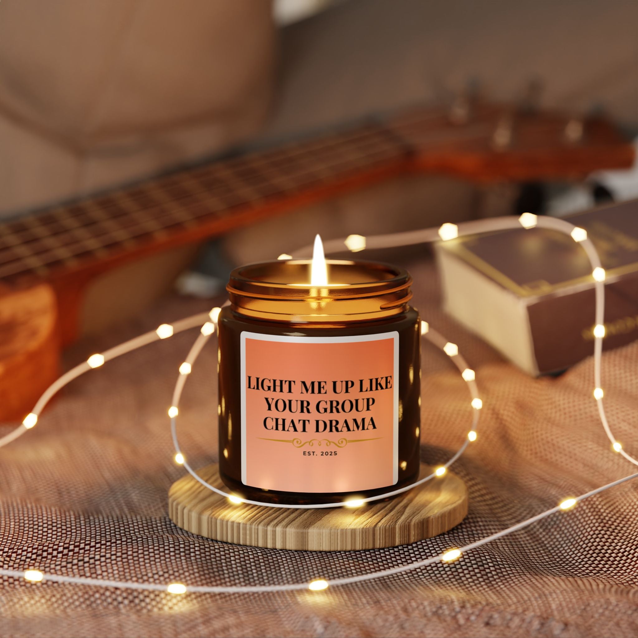 Light Me Up Scented Soy Candle, Amber Jar Candle, Cozy Home Decor, Gift for Friends, Group Chat Drama, Candle for Relaxation