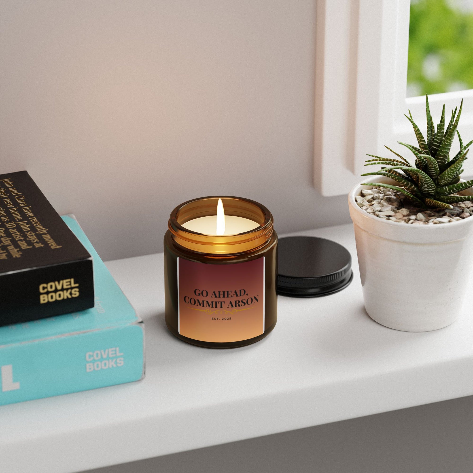Go Ahead, Commit Arson Scented Soy Candle - Cozy Home Decor, Unique Gift, Relaxation, Aromatherapy, Candlelight Dinner