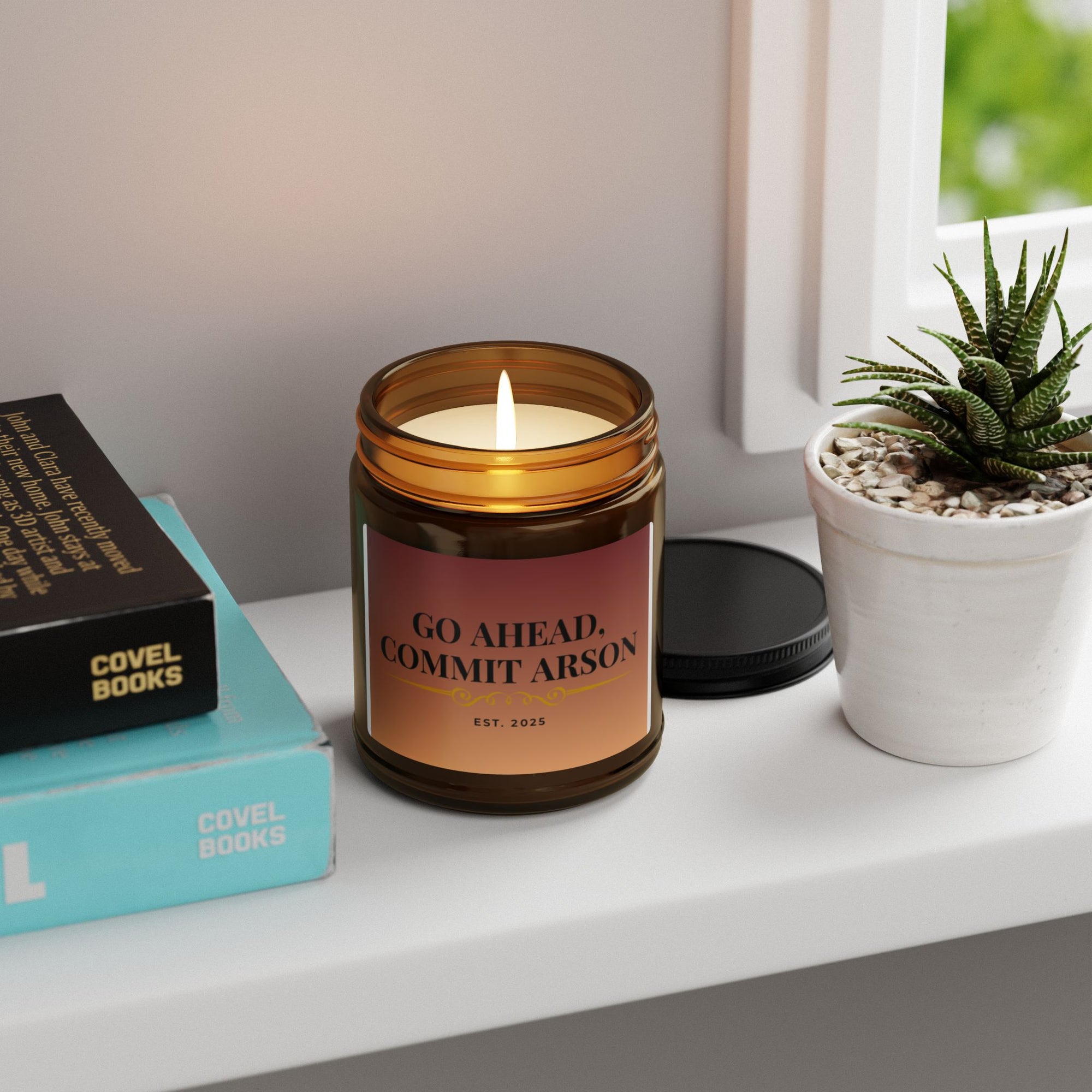 Go Ahead, Commit Arson Scented Soy Candle - Cozy Home Decor, Unique Gift, Relaxation, Aromatherapy, Candlelight Dinner