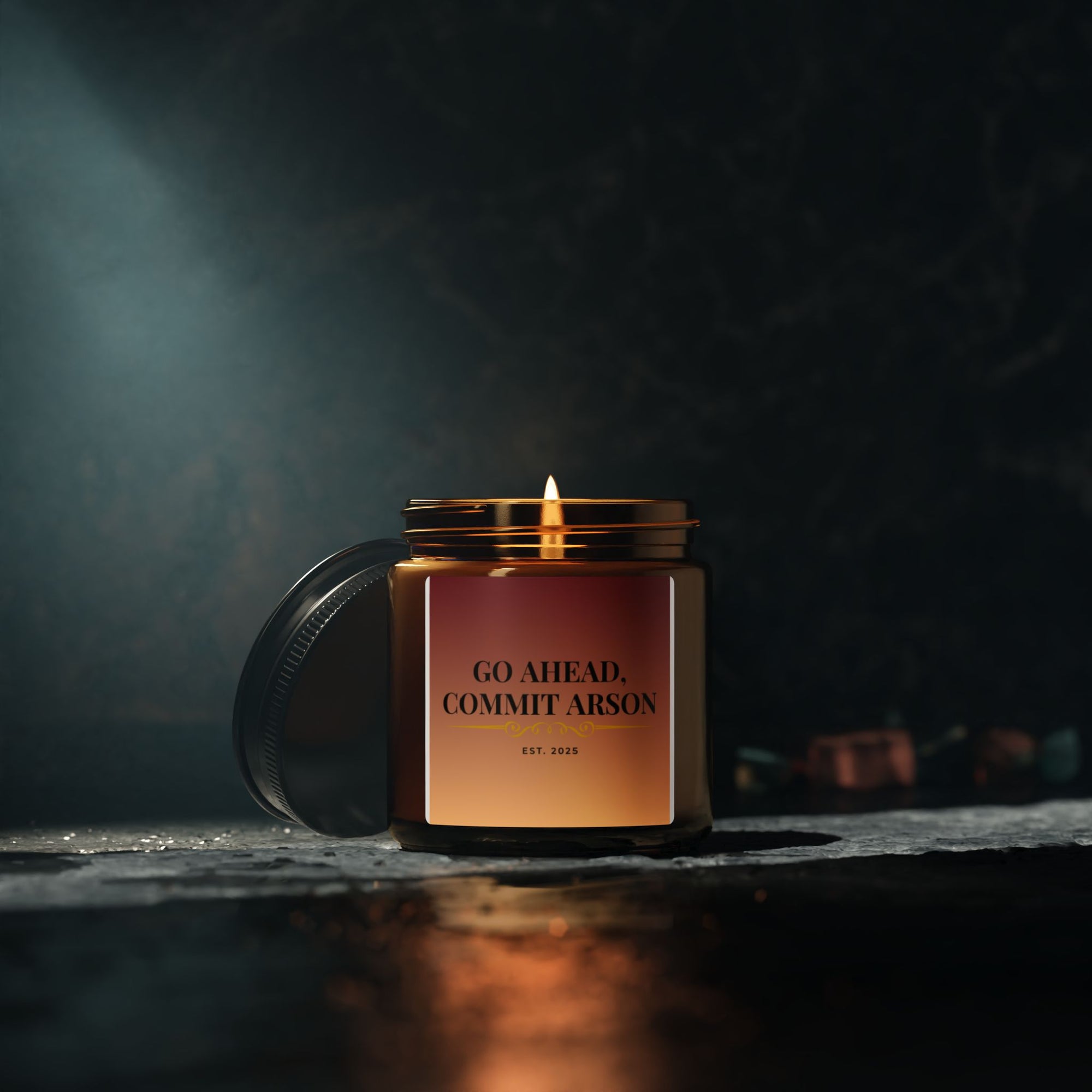 Go Ahead, Commit Arson Scented Soy Candle - Cozy Home Decor, Unique Gift, Relaxation, Aromatherapy, Candlelight Dinner
